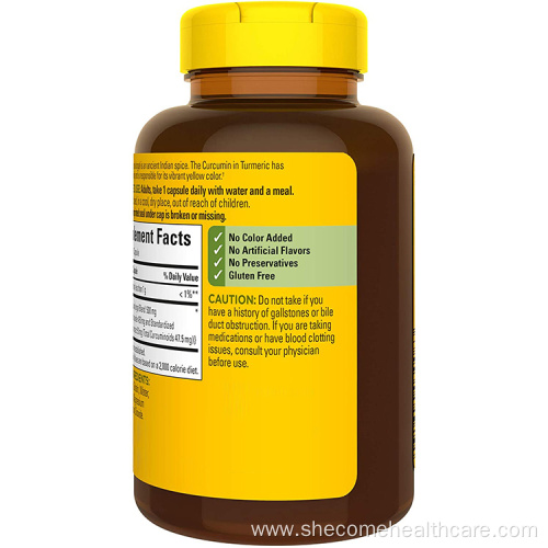 Turmeric Supplement Antioxidant Support Curcumin Capsules